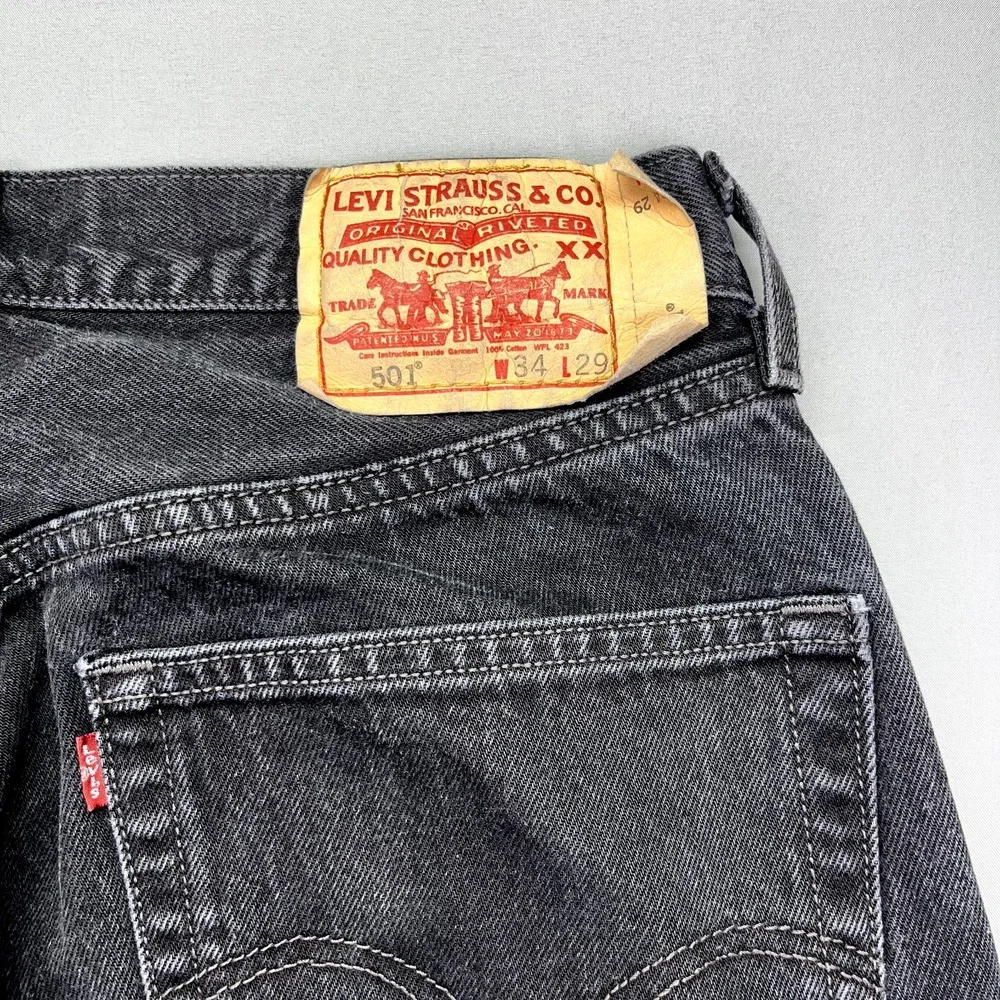 Vintage Levis Jeans Mens Tag 34 (Fit 30) Brown Denim 501 Button Fly Straight Leg